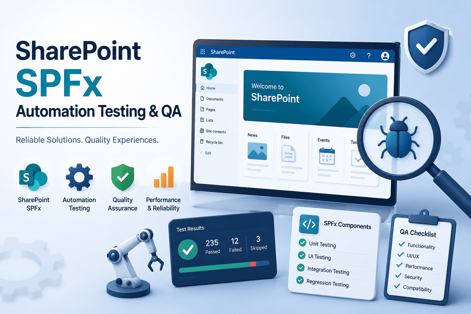 SharePoint SPFx automation testing case study interface
