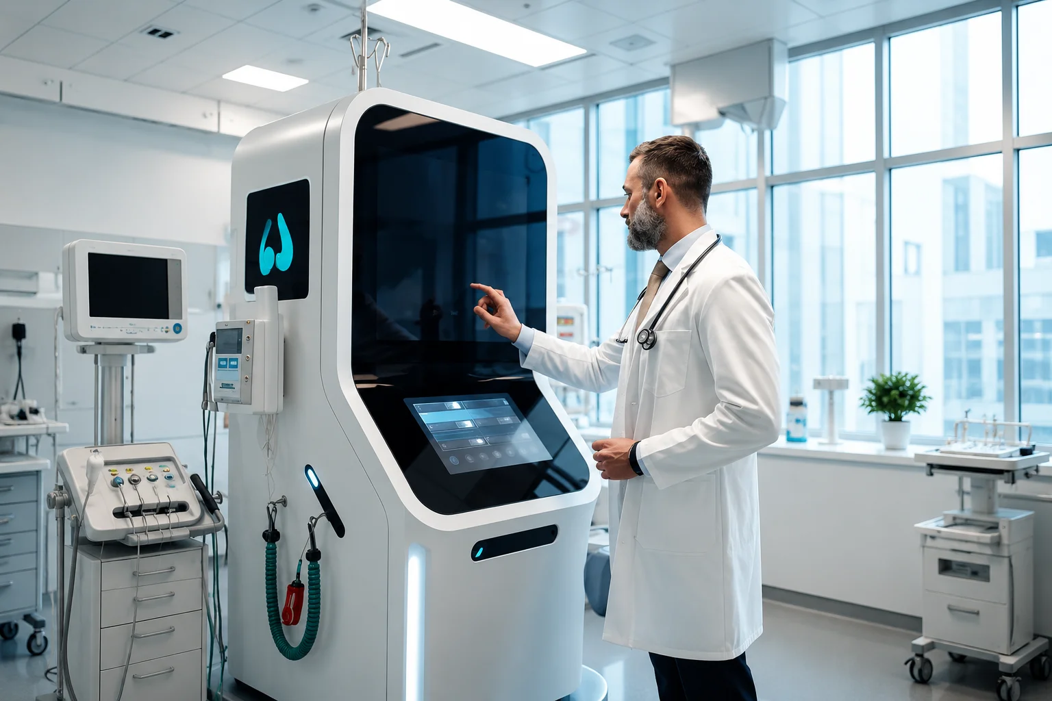 Healthcare professional working with a digital clinical workflow system