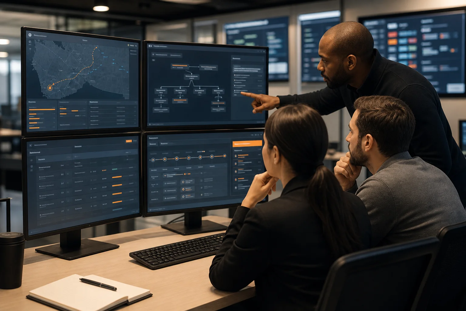 Modern dispatch interface replacing legacy green screen systems